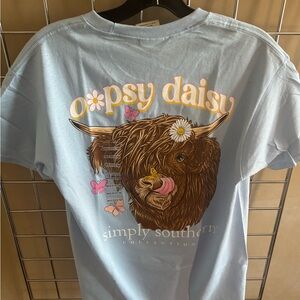 NWT Highland Cow Daisy Simply Southern T-Shirt Women’s Sz Med & Large